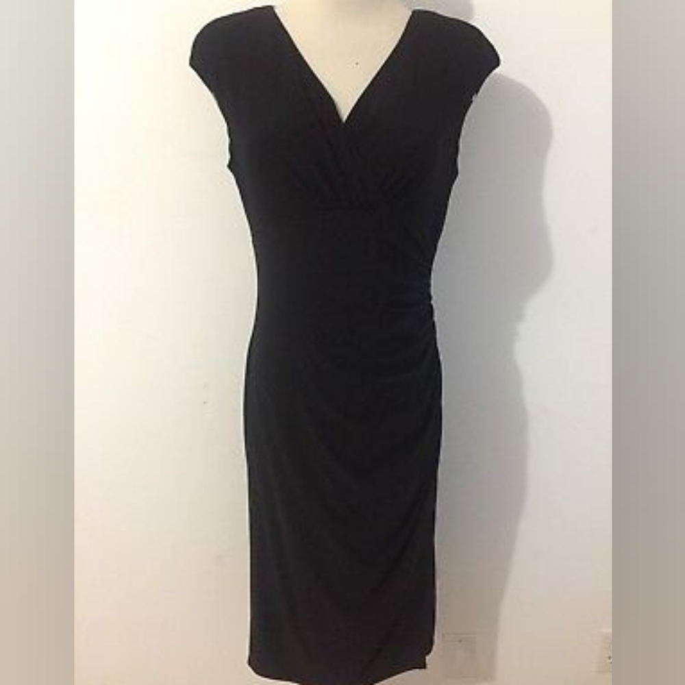 Lauren Ralph Lauren Beautiful Classic Jet Black Draped Dress (Size 6)